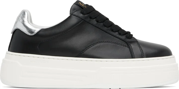 Lanvin Black & Silver DDB0 Leather Platform Sneakers