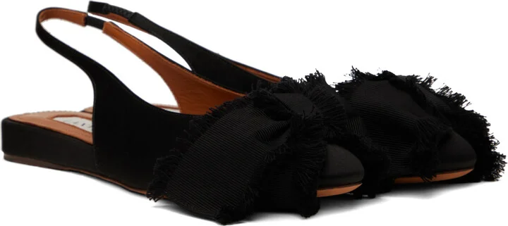 Lanvin Black Slingback Satin Ballerina Flats - Image 4