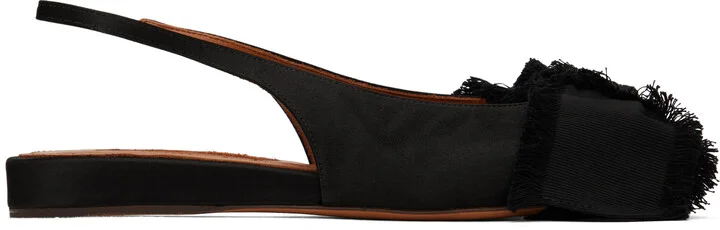 Lanvin Black Slingback Satin Ballerina Flats