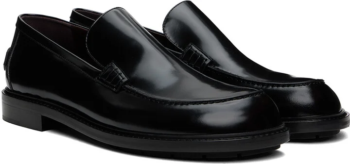 Lanvin Black Spinto Glossy Leather Loafers - Image 4