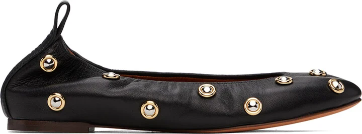 Lanvin Black Studs Ballerina Flats