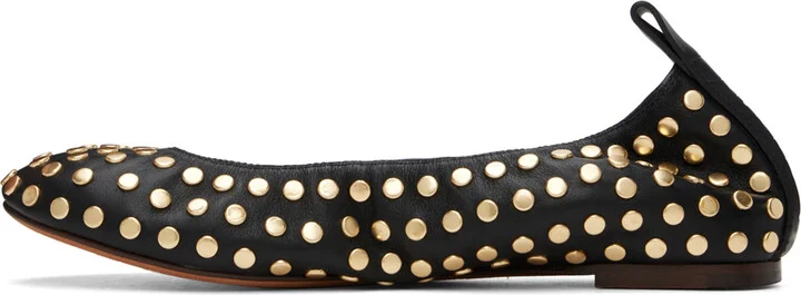 Lanvin Black Studs Leather Ballerina Flats - Image 3