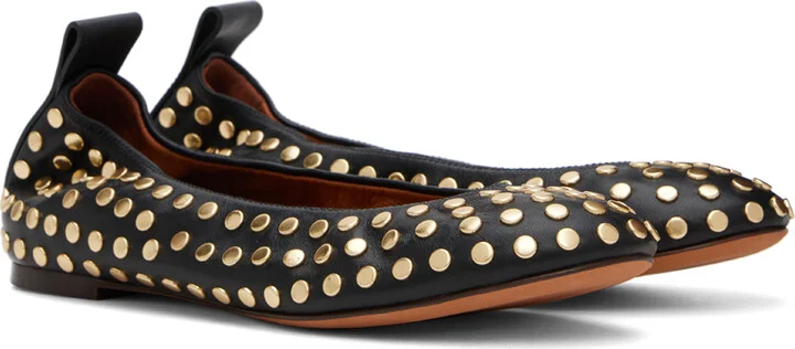 Lanvin Black Studs Leather Ballerina Flats - Image 4