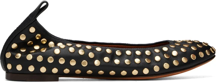 Lanvin Black Studs Leather Ballerina Flats
