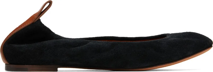 Lanvin Black Suede Ballerina Flats