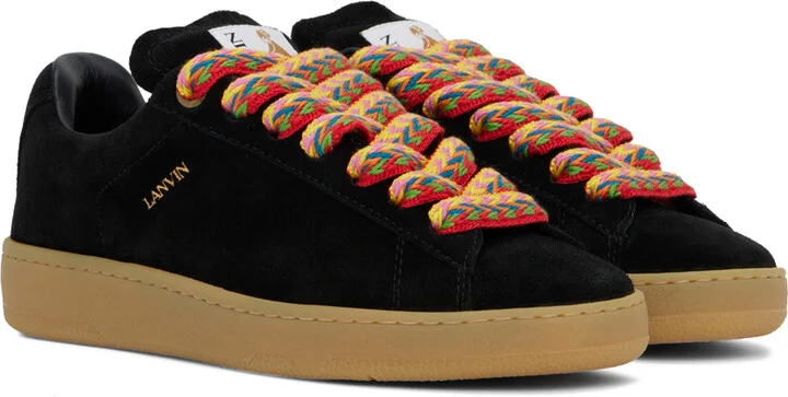 Lanvin Black Suede Curb Lite Sneakers - Image 4