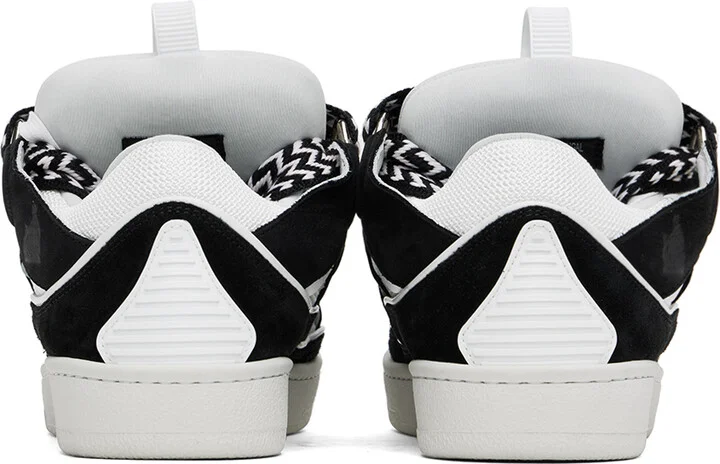 Lanvin Black & White Leather Curb Sneakers - Image 2