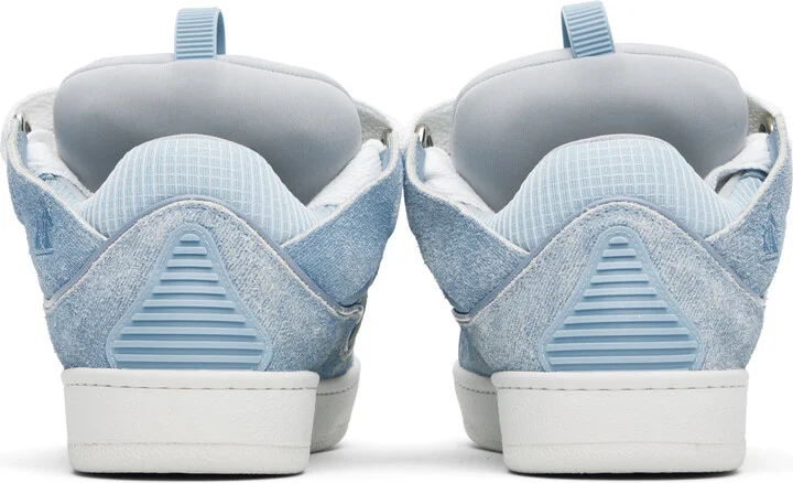 Lanvin Blue Curb Denim-Effect Leather Sneakers - Image 2
