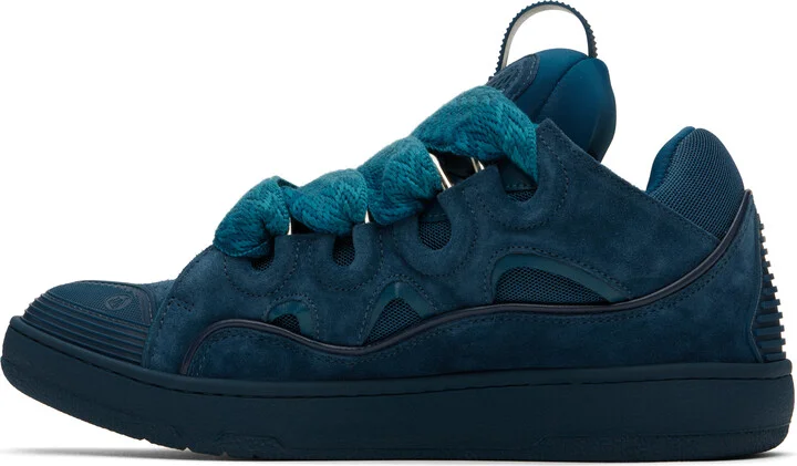 Lanvin Blue Curb Leather Sneakers - Image 3