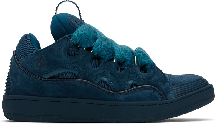 Lanvin Blue Curb Leather Sneakers