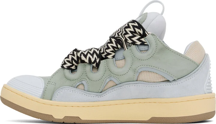 Lanvin Blue & Green Leather Curb Sneakers - Image 3