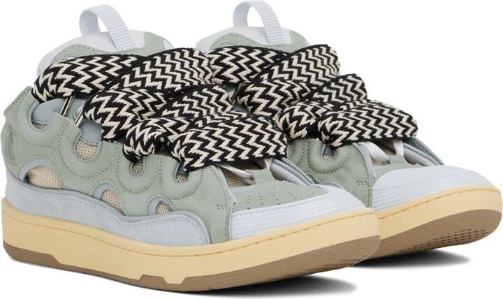 Lanvin Blue & Green Leather Curb Sneakers - Image 4