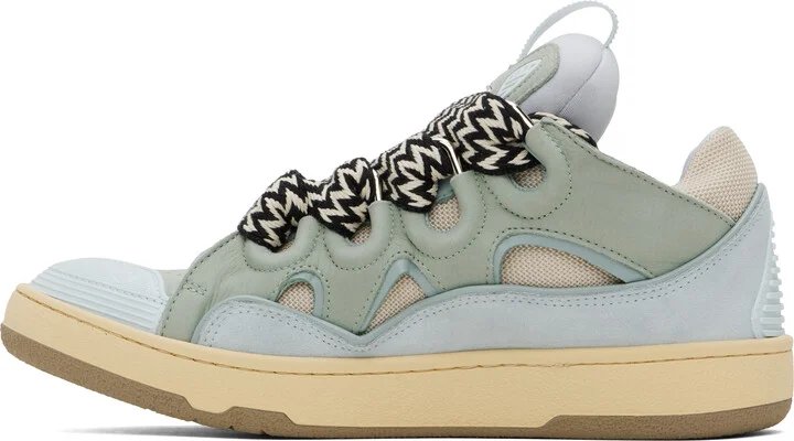 Lanvin Blue & Green Leather Curb Sneakers - Image 3