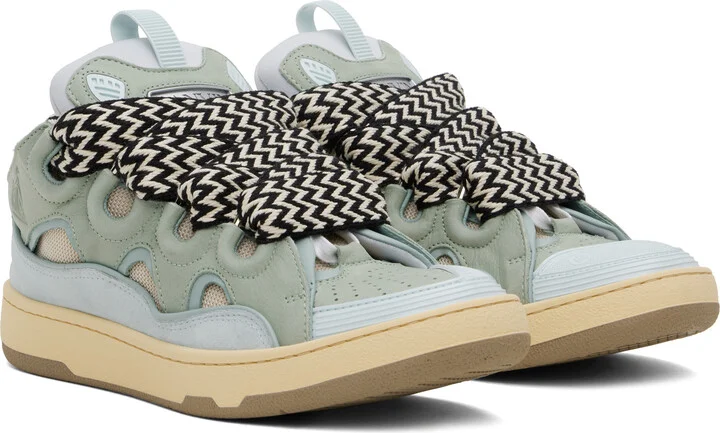 Lanvin Blue & Green Leather Curb Sneakers - Image 4