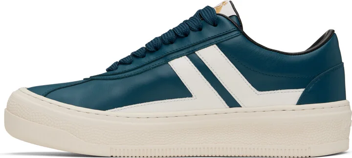 Lanvin Blue 'Lanvin' Cash Leather Sneakers - Image 3