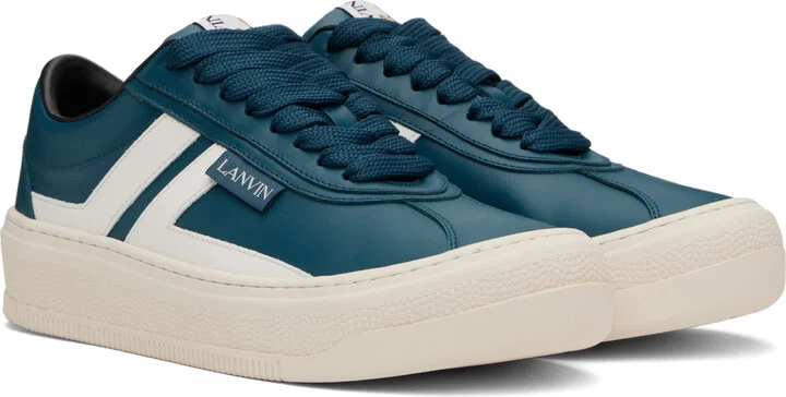 Lanvin Blue 'Lanvin' Cash Leather Sneakers - Image 4
