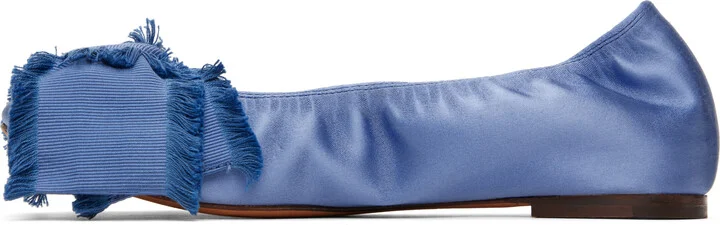 Lanvin Blue Satin Bow Ballerina Flats - Image 3