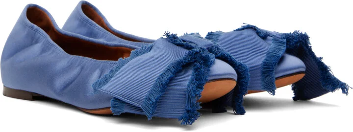 Lanvin Blue Satin Bow Ballerina Flats - Image 4