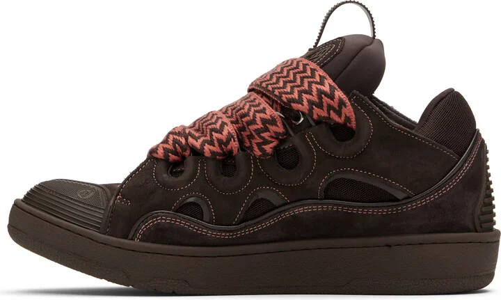 Lanvin Brown Curb Leather Sneakers - Image 3