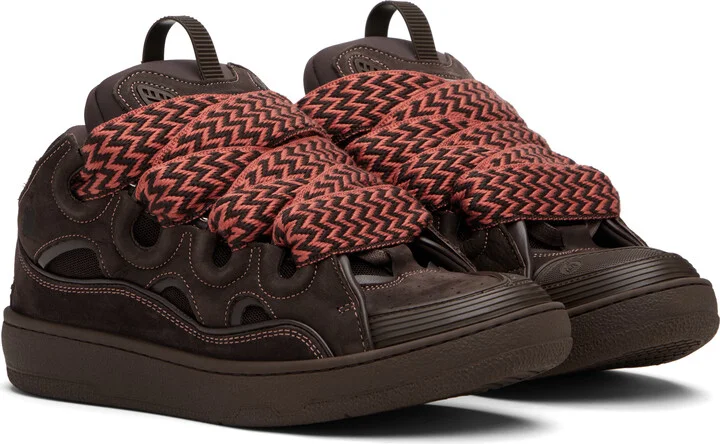Lanvin Brown Curb Leather Sneakers - Image 4