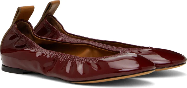 Lanvin Burgundy Patent Leather Ballerina Flats - Image 4