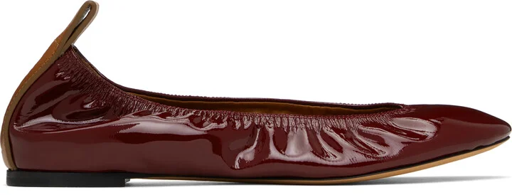 Lanvin Burgundy Patent Leather Ballerina Flats