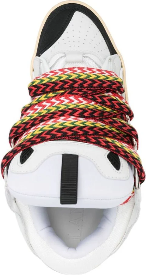 Lanvin Calf Leather Sneakers In Grey With Multicolor Laces - Image 4