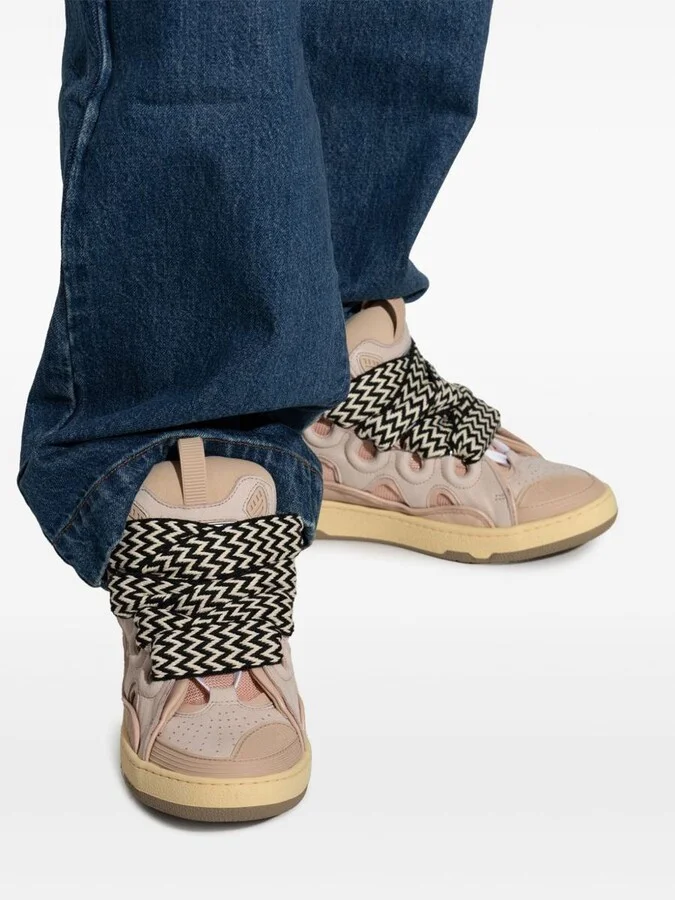 Lanvin Calf Leather Sneakers In Grey With Multicolor Laces - Image 4