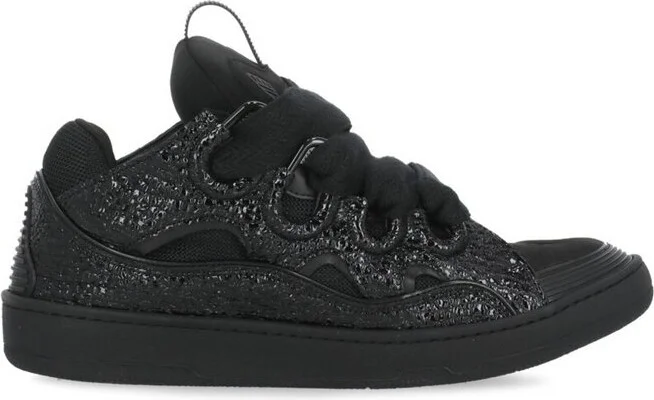 Lanvin Curb Grain Lace-Up Sneakers