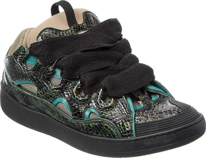LANVIN Curb Snake-Embossed Leather Sneaker