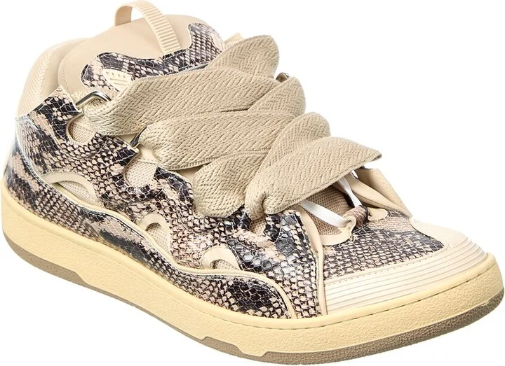 Lanvin Curb Snake-Embossed Leather Sneaker