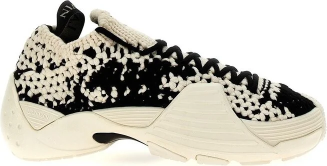 Lanvin Flash-X Crochet-Knit Lace-Up Sneakers