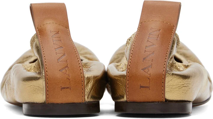Lanvin Gold Leather Ballerina Flats - Image 2