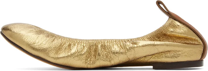 Lanvin Gold Leather Ballerina Flats - Image 3