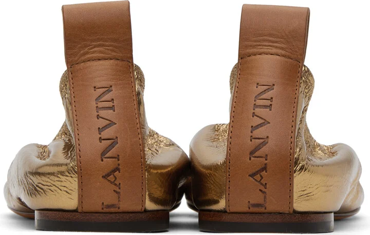 Lanvin Gold Leather Ballerina Flats - Image 2