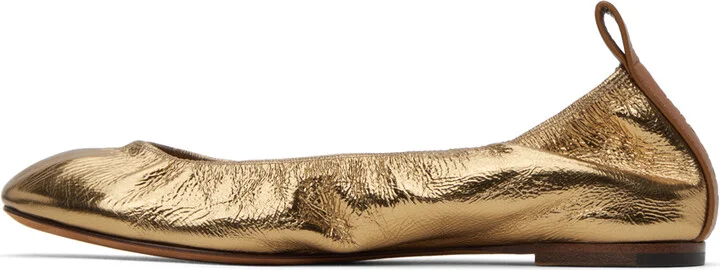 Lanvin Gold Leather Ballerina Flats - Image 3