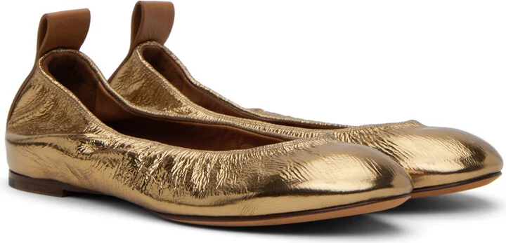 Lanvin Gold Leather Ballerina Flats - Image 4