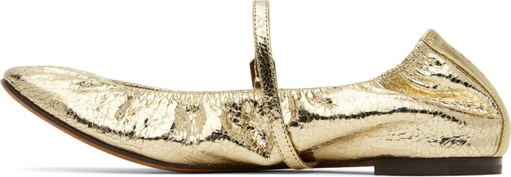 Lanvin Gold Mary Jane Ballerina Flats - Image 3