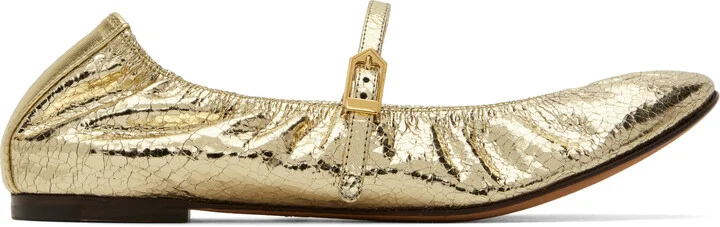 Lanvin Gold Mary Jane Ballerina Flats