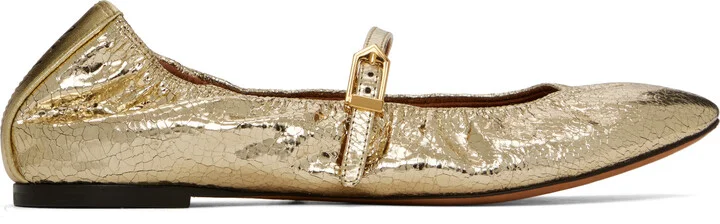 Lanvin Gold Mary Jane Ballerina Flats