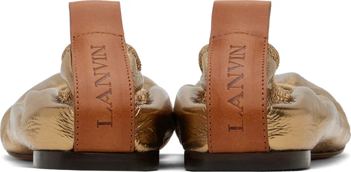 Lanvin Gold Metallic Leather Ballerina Flats - Image 2