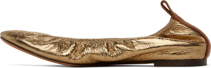 Lanvin Gold Metallic Leather Ballerina Flats - Image 3