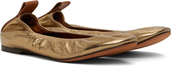 Lanvin Gold Metallic Leather Ballerina Flats - Image 4