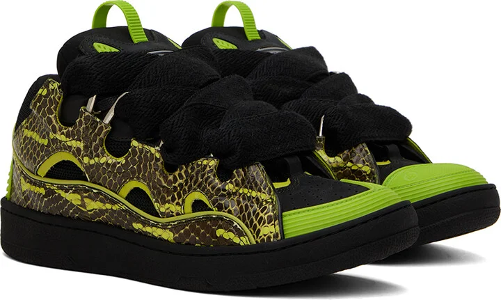 Lanvin Green & Black Curb Sneakers - Image 4