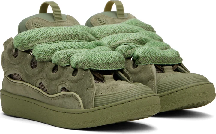 Lanvin Khaki Curb Leather Sneakers - Image 4
