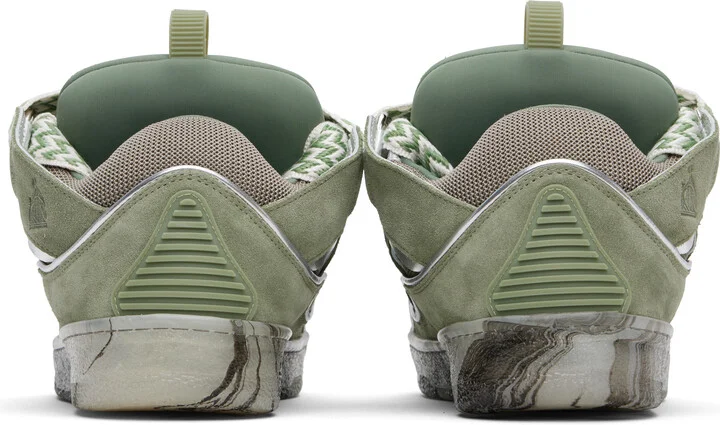 Lanvin Khaki Leather Curb Marbled Sole Sneakers - Image 2