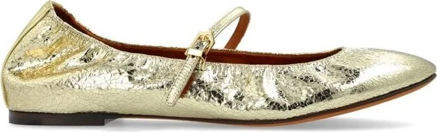 Lanvin Logo-Tag Cracked Ballerinas
