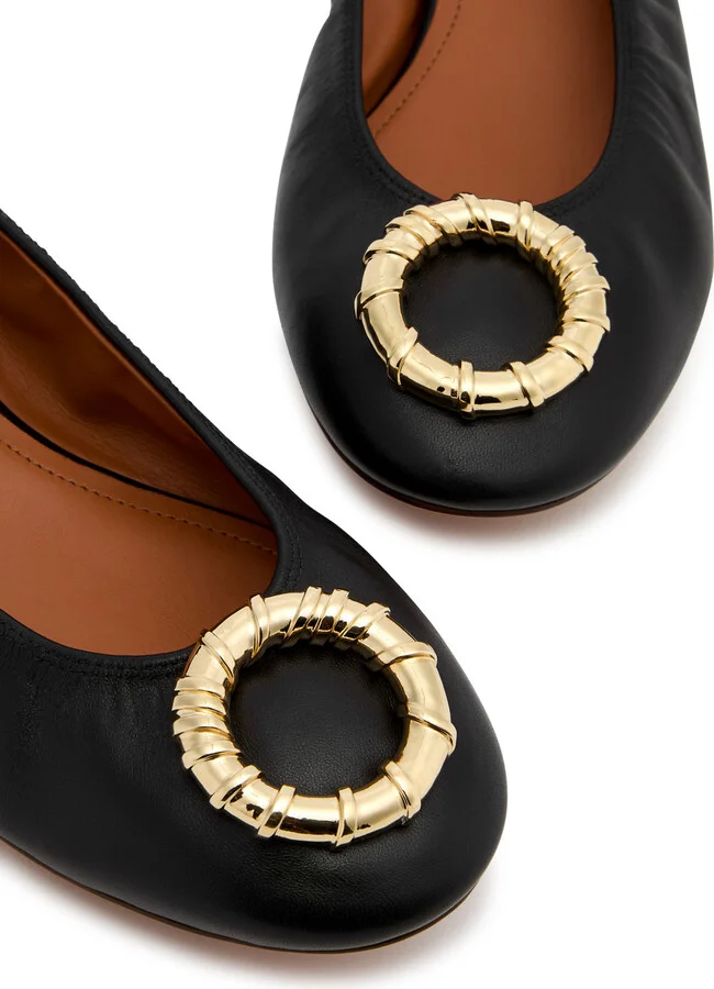 Lanvin Mélodie Embellished Leather Ballet Flats - Image 3
