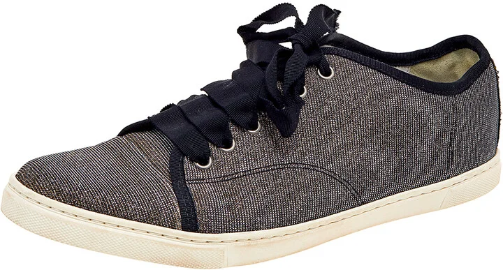 Lanvin Metallic Glitter Fabric Low Top Sneakers Size 40