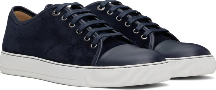 Lanvin Navy DBB1 Suede & Leather Sneakers - Image 4